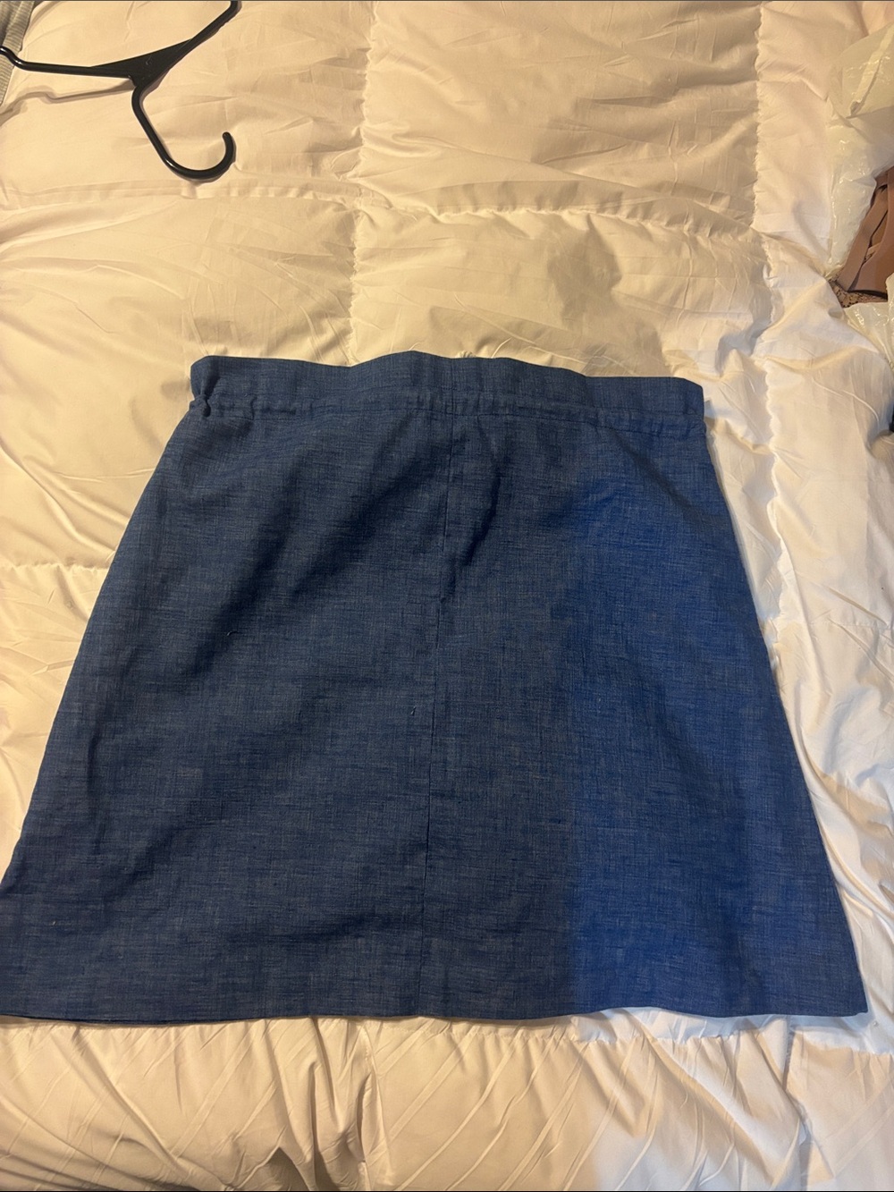 Hand-Made Chambray Drawstring Pocket Skirt with Apple and ABC Embroidery - Picture 5 of 5